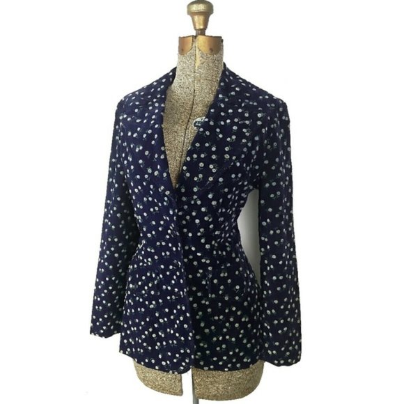 Custom made Fitted Velvet jacket Floral Ptint blazer sz.XS - Picture 1 of 16